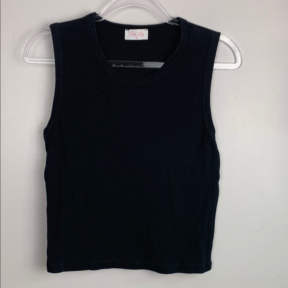 Pink Lily black knit shirt Large